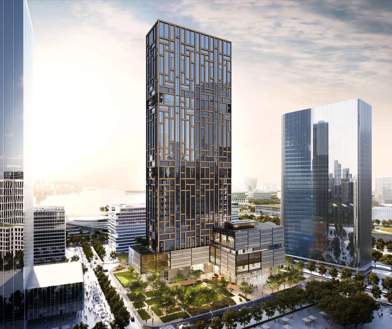 由中国建研院与gmp联合设计的紫荆文化总部大厦开工奠基